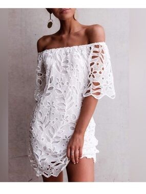 Pretty Garden White Lace Coquette Girl Cottagecore Bohemian Hippie Retro Dress L